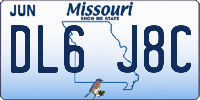 MO license plate DL6J8C