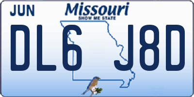 MO license plate DL6J8D