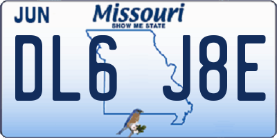 MO license plate DL6J8E
