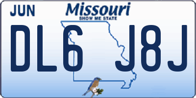 MO license plate DL6J8J