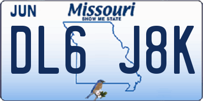 MO license plate DL6J8K