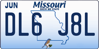 MO license plate DL6J8L
