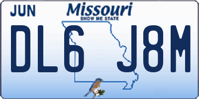 MO license plate DL6J8M