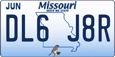 MO license plate DL6J8R