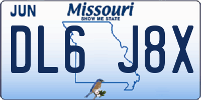 MO license plate DL6J8X