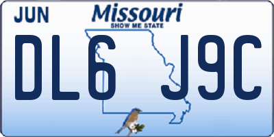 MO license plate DL6J9C