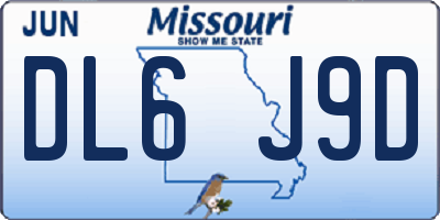 MO license plate DL6J9D