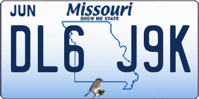 MO license plate DL6J9K