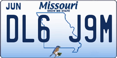 MO license plate DL6J9M