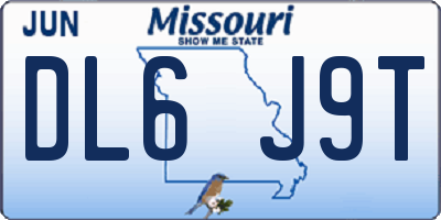 MO license plate DL6J9T