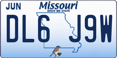 MO license plate DL6J9W