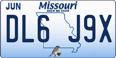 MO license plate DL6J9X