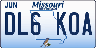 MO license plate DL6K0A