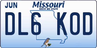 MO license plate DL6K0D