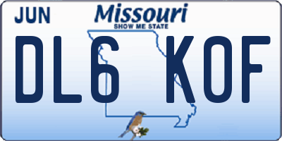 MO license plate DL6K0F