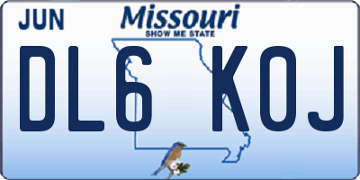 MO license plate DL6K0J