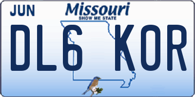 MO license plate DL6K0R