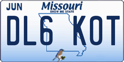 MO license plate DL6K0T