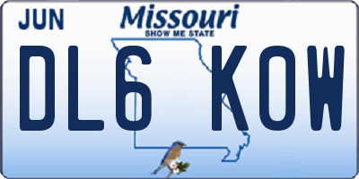 MO license plate DL6K0W