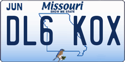 MO license plate DL6K0X