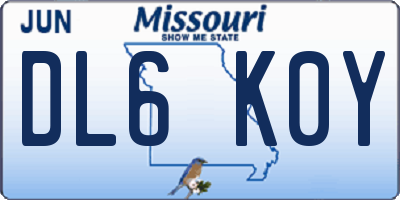 MO license plate DL6K0Y