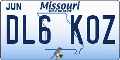 MO license plate DL6K0Z