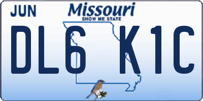 MO license plate DL6K1C