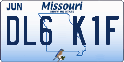 MO license plate DL6K1F