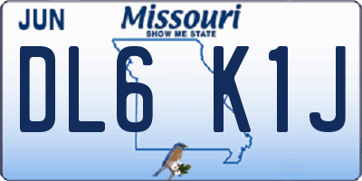 MO license plate DL6K1J