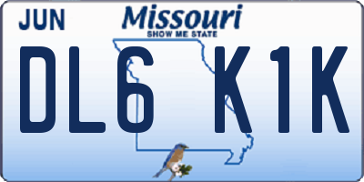 MO license plate DL6K1K
