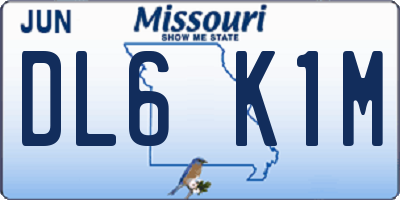 MO license plate DL6K1M