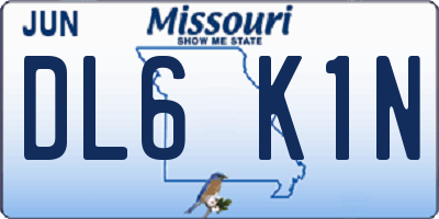MO license plate DL6K1N