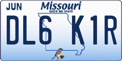 MO license plate DL6K1R