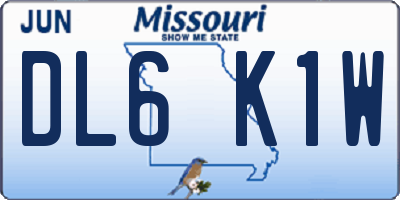 MO license plate DL6K1W