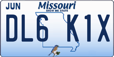 MO license plate DL6K1X