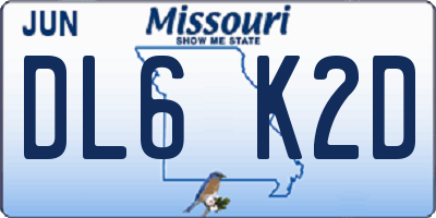 MO license plate DL6K2D