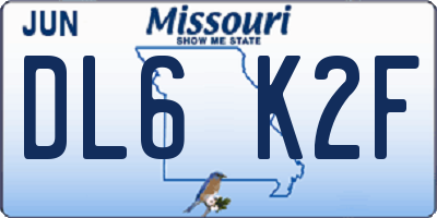 MO license plate DL6K2F