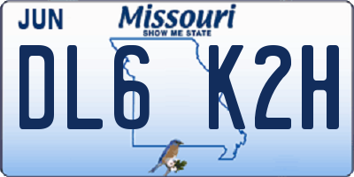 MO license plate DL6K2H
