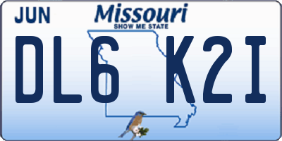 MO license plate DL6K2I
