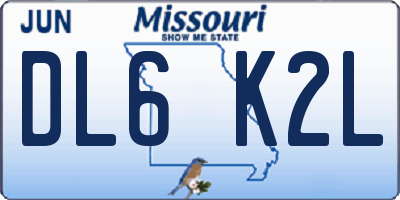 MO license plate DL6K2L