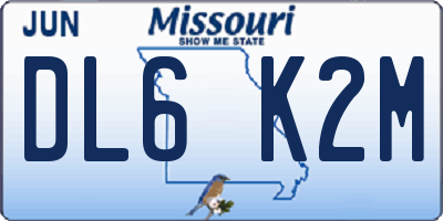 MO license plate DL6K2M