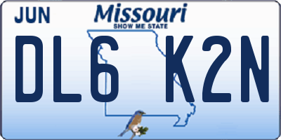 MO license plate DL6K2N