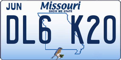 MO license plate DL6K2O