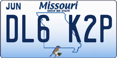 MO license plate DL6K2P