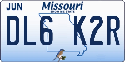 MO license plate DL6K2R