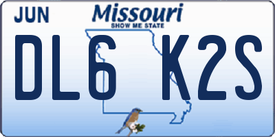 MO license plate DL6K2S
