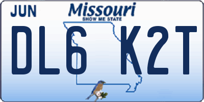 MO license plate DL6K2T