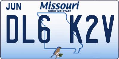 MO license plate DL6K2V
