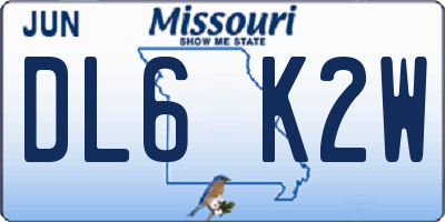 MO license plate DL6K2W