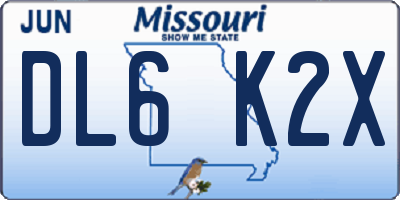 MO license plate DL6K2X